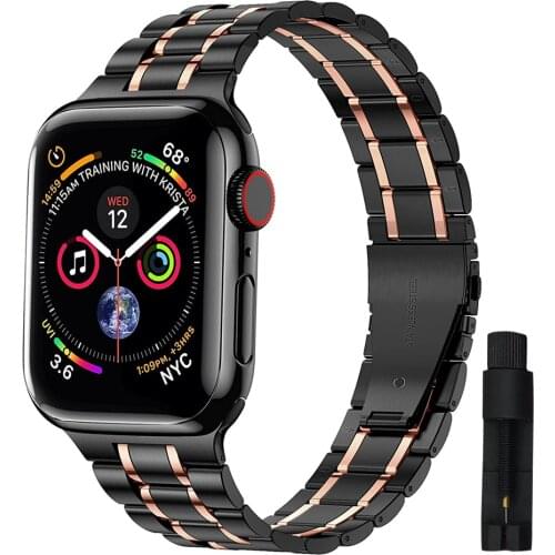 Correa For Apple Watch Band 44mm 40mm 42mm 38mm Slim Stainless Steel Metal Upgraded Version Wristband for iwatch se 6 5 4 Strap