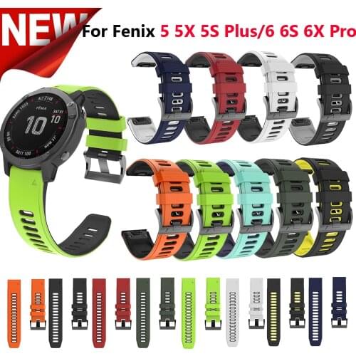20 22mm 26mm Sport Silicone Watchband Wriststrap for Garmin Fenix 6X 6 6S Pro 5X 5 5S Plus 3 HR Easy Fit Quick Release wirstband