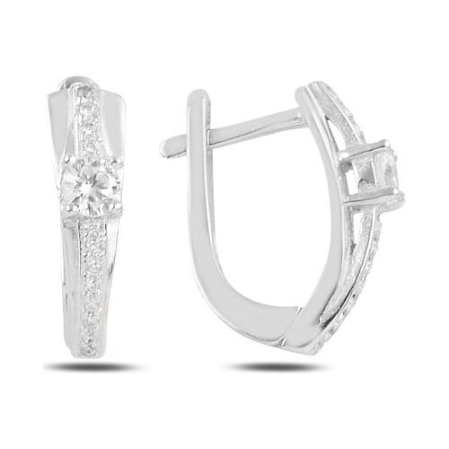Silver 925 Sterling Zircon Cubic Zirconia J Earrings