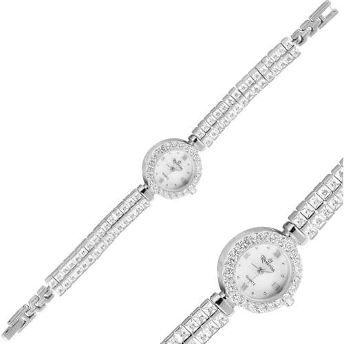 Silver 925 Sterling Zircon Cubic Zirconia Sleeve Clock
