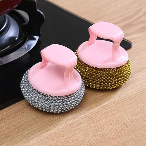 Kitchen Cleaning Ball Brush Pot Washing Dishes Kitchen Removable and Washable Steel Wire Ball Kitchen Cleaning Tools