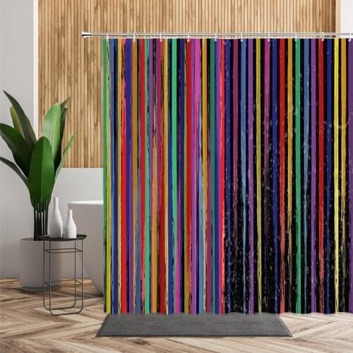Color Rainbow Stripes Shower Curtain Creative Nordic Modern Bath Curtains Waterproof Polyester Fabric With Hooks Bathroom Decors