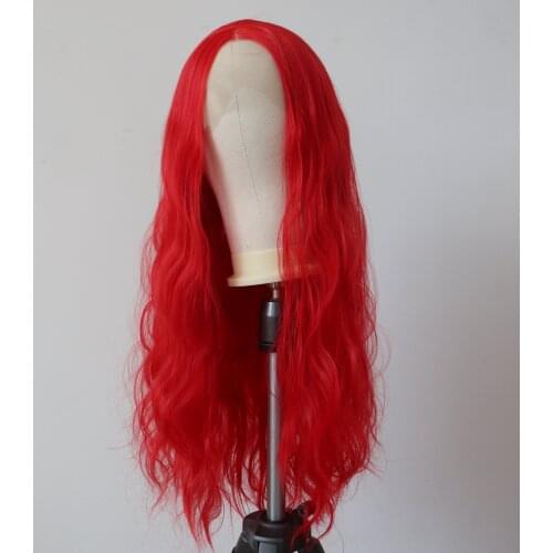 Synthetic Red Wigs for Women Heat Resistant Fiber Hair Long Wavy Synthetic Lace Frontal Womens Wigs Cosplay Wigs