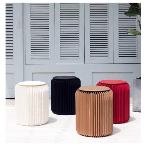 Modern Kraft Paper Chair 35cm High Foldable Bench Stool for Living Room Kitchen Furniture Ins Candy Color Retractable Chair