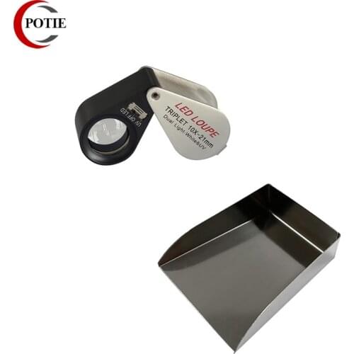 Special Offer Folding LED Stone Diamonds Loupe Glass Lens Magnifying Triplet Glass with Stone Scoop