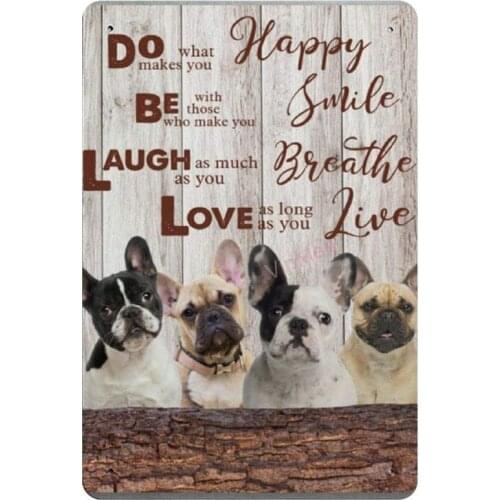 Vintage Poster Metal Sign French Bulldog Love As Long As You Live Tin Sign Wall Decor for Bar Cafe Living Bedroom Garage 8 X12