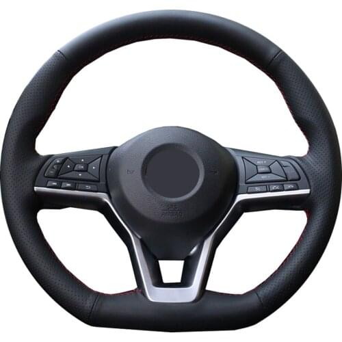 DIY custom Genuine Leather Car Steering Wheel Cover For Nissan Kicks X-Trail Qashqai Serena Rogue Sport Protect steering wheel