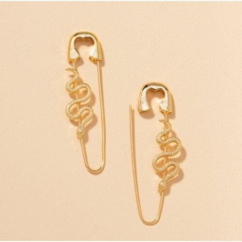 New Ins Punk Women Snake Paper Clip Drop Earrings for Boho Animal Snake Hip Hop Piercing Ear Jewelry Birthday Gift pendientes