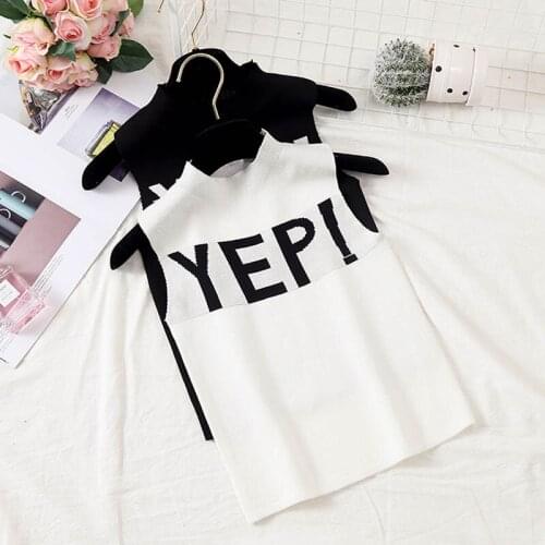 HELIAR 2019 Summer Women Tops Knitting "YEP!" Printed Tops Sexy Beach Tops Female Casual ole Sleeveless Top Women