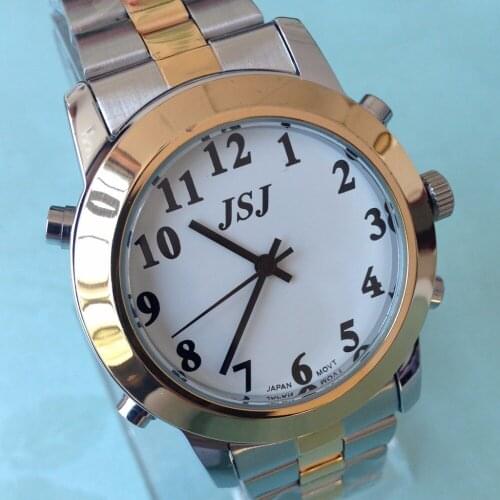 Golden Color Italian Talking Watch Big Voice for Blind People Quartz Alarm Watch