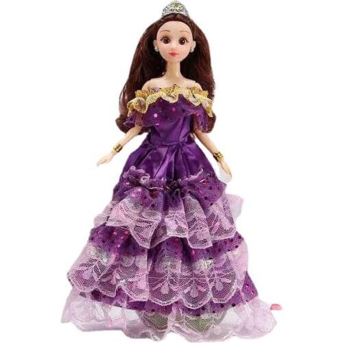 1/6 Fashion Purple Sequin Lace Wedding Dress for Barbie Doll Clothes Princess Evening Party Gown Outfits 11.5" Dolls Accessories