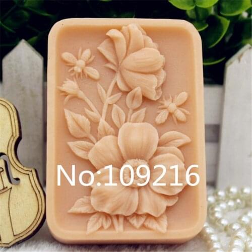 1pcs Small Flowers with Bees (zx273) Food Grade Silicone Handmade Soap Mold Crafts DIY Mould