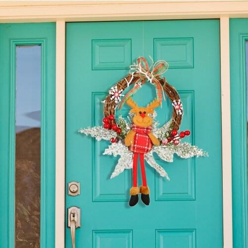 1 Pcs Christmas Wreath Garland Decoration Mall Hotel Front Door Hanging Christmas Flowers Wreath Holiday Home Party Pendant 2022