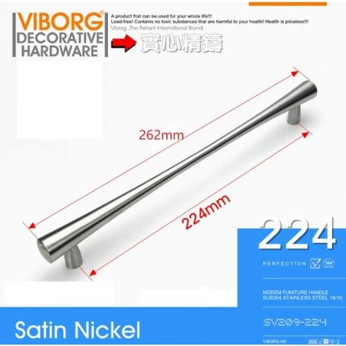1 piece)VIBORG Deluxe 224mm Solid 304 Stainless Steel Modern Kitchen Cabinet Cupboard Door Handle Pulls Drawer Pull Handles