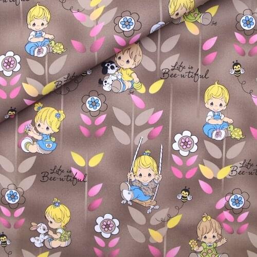 140cmx50cm Cotton polyester blend Woven Fabric for patchwork, handmad, textile, cloth - baby, dog and flower