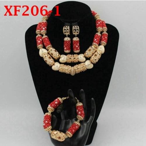 2020 Brand Unique Design Fashion Dubai Color Jewelry Set High Quality Nigerian Wedding African Beads Jewelry Set XF206-1