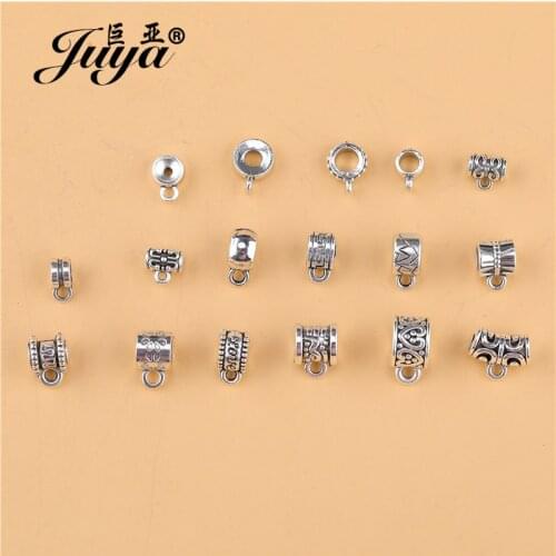 30pcs/lot Zinc Alloy Charm Bail Beads Pendant Clip Clasp Connectors For Women Necklace Bracelet DIY Jewelry Making Findings