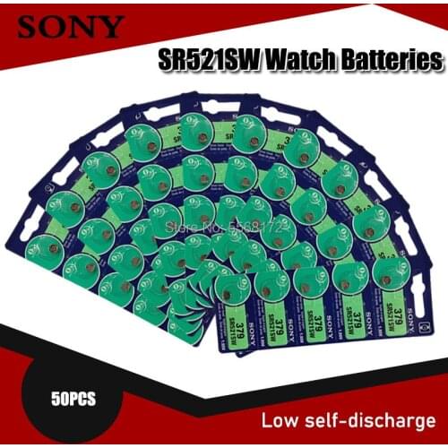 50PC 100% Original SONY 379 SR521SW AG0 D379 SR63 V379 1.55V Silver oxide Button Coin Cell Batteries For watch toy MADE IN JAPAN