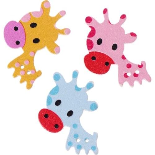 50pcs Giraffe Wooden Buttons Sewing Scrapbooking Craft DIY Supplies With 2 Holes Embellishmensts Accessories
