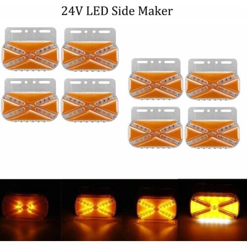 8Pcs 24V LED Car Side Marker Lights Turn Signal Lights Truck Side Lights Suitable for Trailer Trucks Lorries