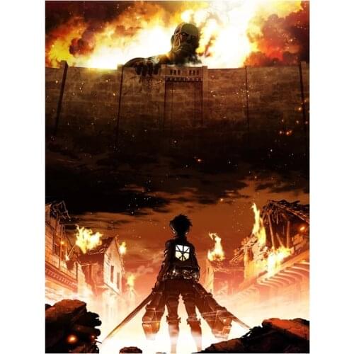 5D DIY Diamond Painting Attack Giant Anime Cross Stitch Kit Full Rhinestone Embroidery Family Decoration Childrens Room Crafts