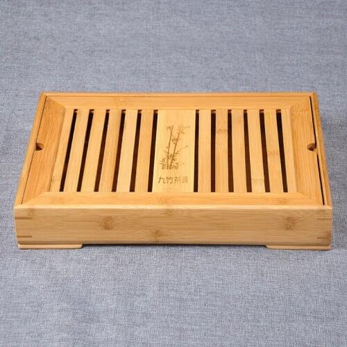 [GRANDNESS] Tea Serving Bamboo Tray Natural Bamboo Tray Chinese Kung Fu Tea Tray Reservoir & Drainage Type Kungfu Tea Tray