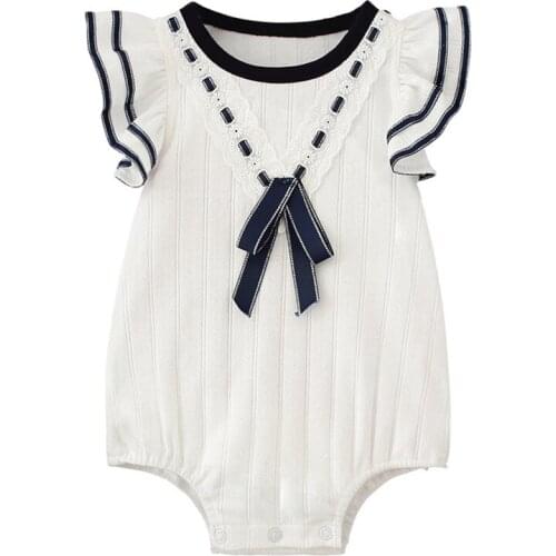 Newborn Girl Baby Summer Bodysuit 100% Cotton Infant Girls Clothing Baptism Birthday Lace High Quality Girl Infant Clothing