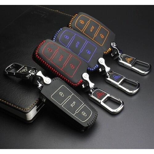 Car key case cover for volkSwagen MAGOTAN b5 b6 b7 passat CC 2016 leather leather key chain ring car key vw magotan