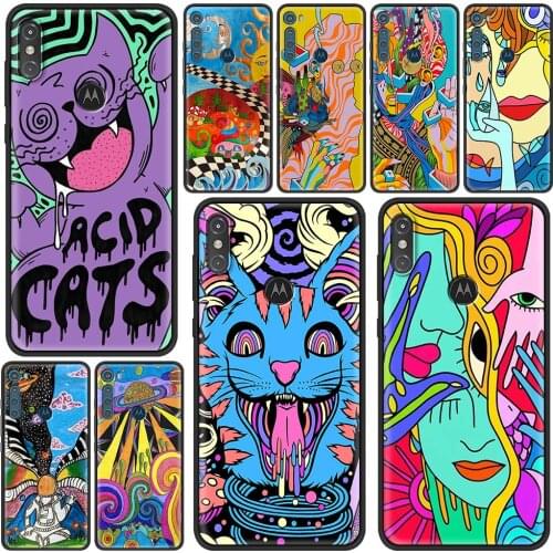 Case for Motorola Moto G9 Play One Fusion Plus G8 Power Lite Soft Funda Hype G Stylus E6s E7 Phone Cover Psychedelic Trippy Art