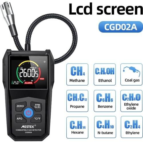 Gas Leak Detector LCD Screen Display Sound Double Alarm PPM Meter 100% LEL High Precision Hand Held Combustible Gas Detector