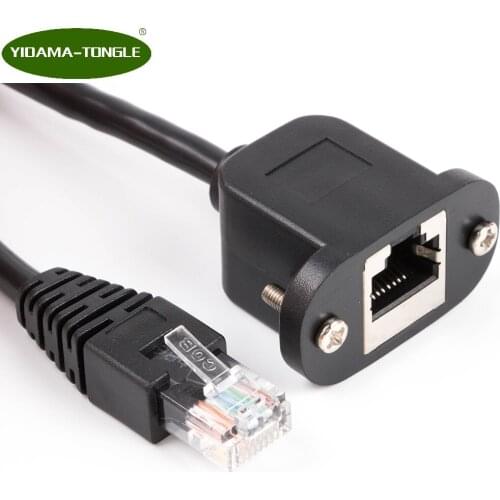 50cm 8Pin RJ45 Cable Male to Female Screw Panel Mount Ethernet LAN Network 8 Pin Extension Cable