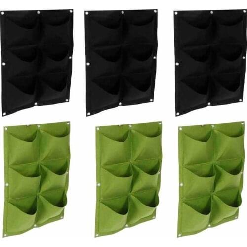 3Pcs 6 Pocket Plant Growing Bag Degradable Wall Hanging Felt Planter Bags Garden Tool Plant Grow Bags