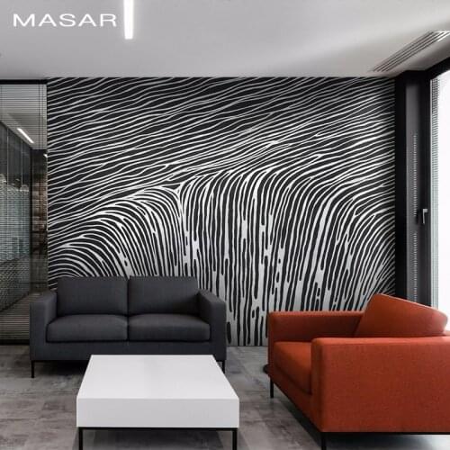 MASAR Creative dense black and white stripe mural sofa TV background wall wallpaper Xuanguan Corridor restaurant wallpaper
