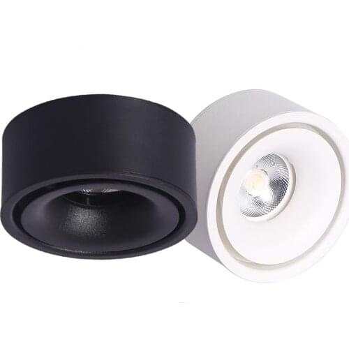 Round dimmable LED surface mounted spotlight COB free hole ceiling spotlight 7W / 12W living room surface mounted downlight