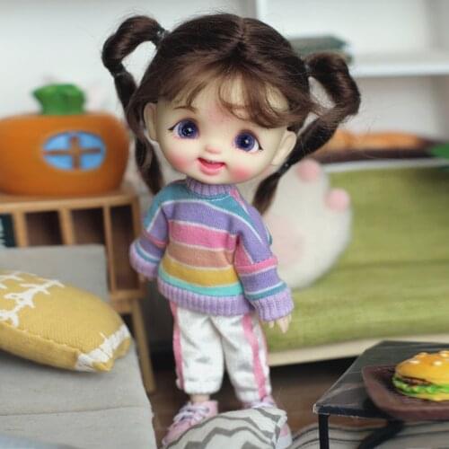 STODOLL cute 1/18bjd makeup doll OB11 baby head+wig+bjd body+shoes+clothes 1/12bjd whole doll Christmas gift