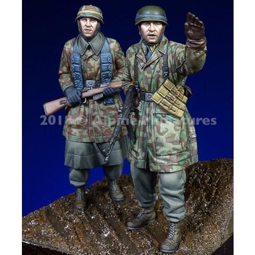 1/35 resin figure soldier model World War II soldier two-person double-headed GK white model hand-run military 273