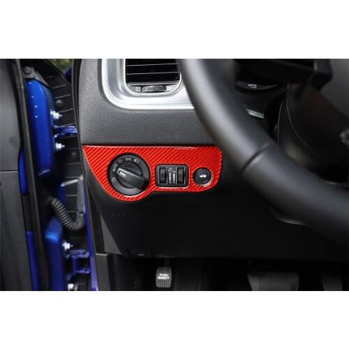 Headlight Switch Decorative Cover Trim Sticker for Dodge Charger 2010+ Challenger 2015+ Car Accessories Carbon Fiber Red Black