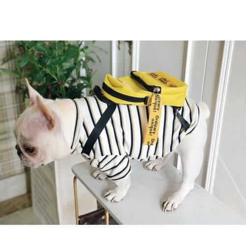 Pet Dog Clothes Backpack for Dogs Shirt Striped Dog Clothing for Dogs Outfit Puppy Pet Clothes French Bulldog Costume Chihuahua