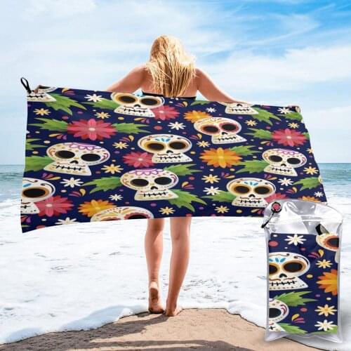 Wearable Bath Towel Dia De Muertos Skull Soft and Absorbent Unique Towel for Hotel Home Bathroom Gifts Women Bathrob