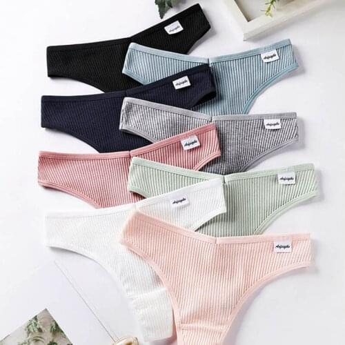 1Pcs Sexy Pure Color Elastic Low-waist Lady Briefs Thongs Panties Vertical Pattern S/M/L/XL No Trace