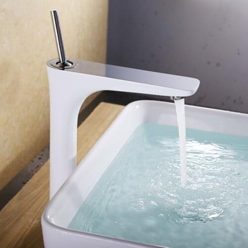 Bathroom full copper hot and cold hot and cold water basin tap high-end washbasin table under the basin hotel home white tap