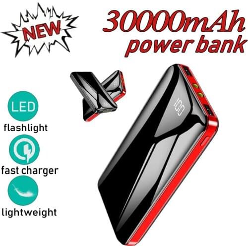 30000mAh Quick Charging High Capacity Portable PowerBank with Dual LED Light 2USB Port Digital Display for Xiaomi Iphone Samsung