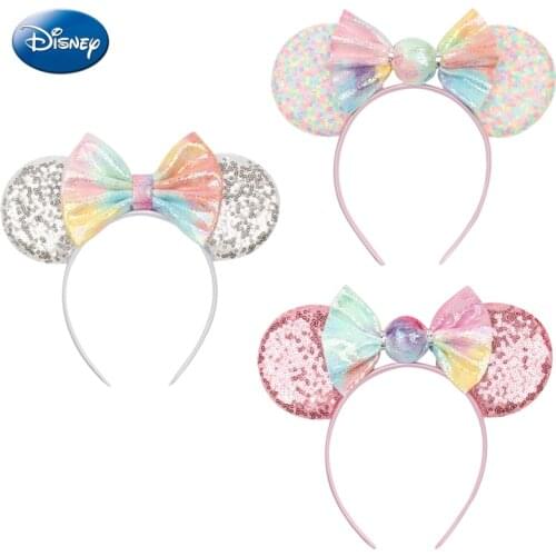 Disney Lovely Minnie Mickey Girls BowsHeadband Ears Hair-Accessories Kid Women Head-Accessories Headdress Head Band Party