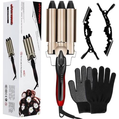 Professional Hair Tools Curling Alloy Triple Barrel Hair Styler Waver Styling Tools Electric Curling with Gloves Hairpins Set