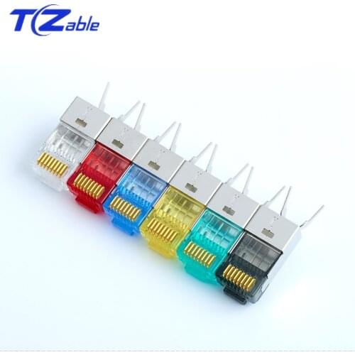 RJ45 Connector Cat6 Cat7 RJ 45 Gold-Plated Shield Modular 8P8C Ethernet Adapter Network Extender Extension Cable Plug Two-piece