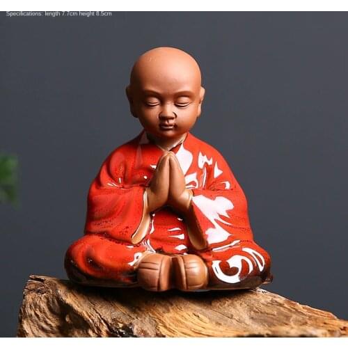 Handmade Creative Cute Little Monk Zen Tea Ornaments Purple Sand Home Decorations Tea Ceremony Tea Tray Clay Tea Pet Mini TeaSet