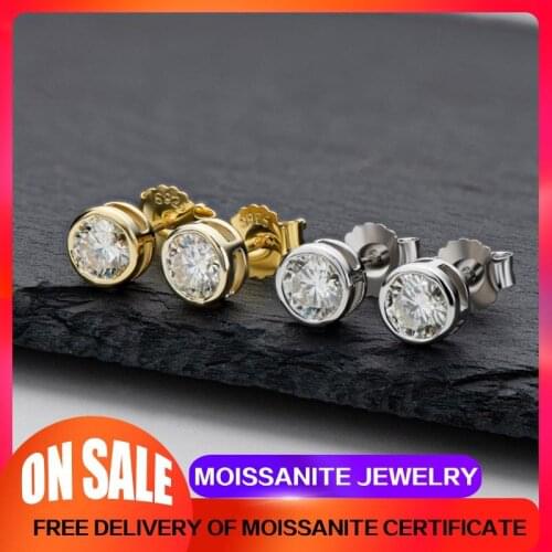 925 Sterling Silver Jewelry 5 And 6.5 MM Round Cut MS Stud Earrings Stone Shining Quality Guarantee