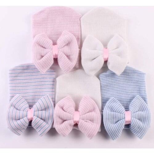 4Colors Adorable Newborn Toddler Baby Boy Infant Girl Comfy Big Bowknot Caps Warm Beanie Hat Kids Bebes Accessories Baby Hats
