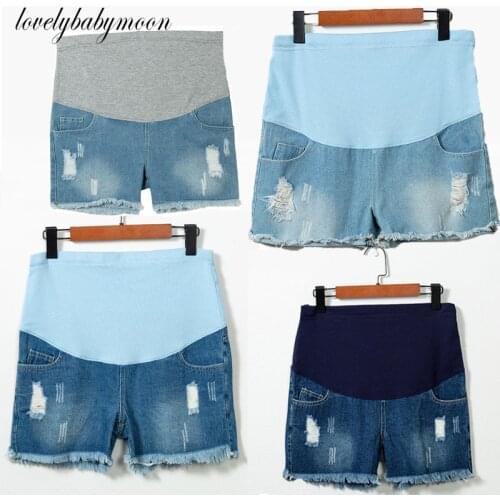 Pregnant Womens Shorts Summer Wear Low-Waisted Denim Shorts Summer Wear New Spring Loose Pants for Pregnant Clothes