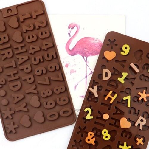 Happy Birthday Number Silicone Chocolate Mold for Jelly Pudding Ice Cube Tray Candy Dessert Pastry Cookie Baking Decorating Tool